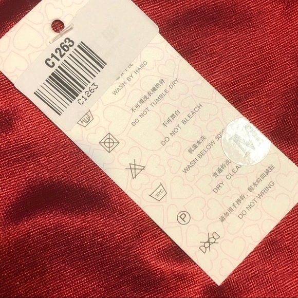 Red chiffon tunic, high low, mid length dress M - Picture 3 of 5